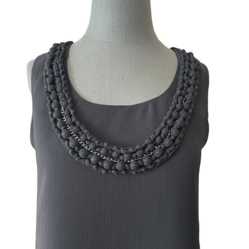 DANA BUCHMAN Women's Black Sheer Sleeveless Tank Blouse Size S Chain Detail NWT - Picture 5 of 7